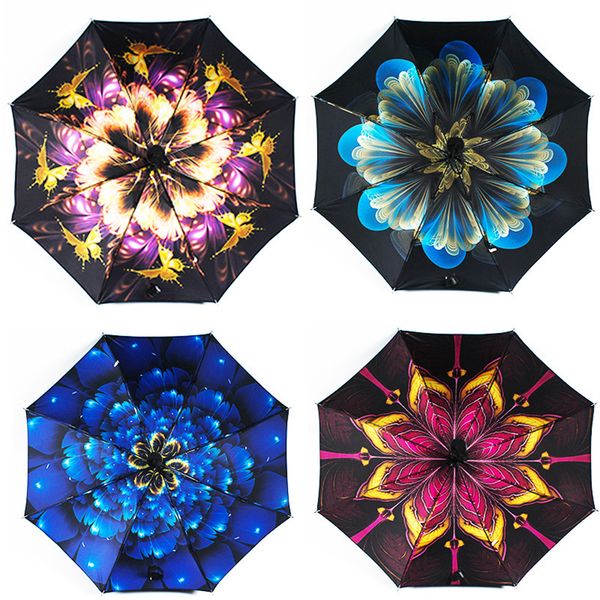 

flower umbrella floral outdoor travel portable rain sun protection umbrellas three fold folding umbrella party favor ljja3151