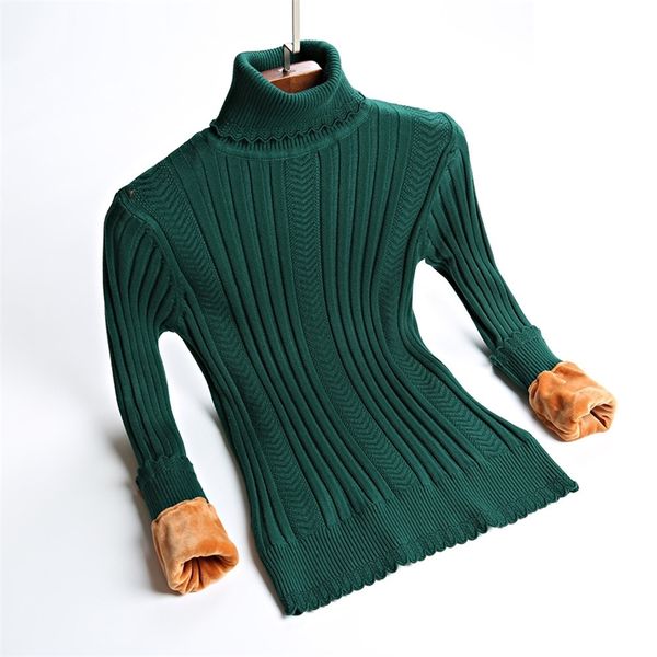

plus size s- thick warm women pullover sweater fashion knitted with velvets jumper rib silm female turtleneck sweater lj201124, White;black