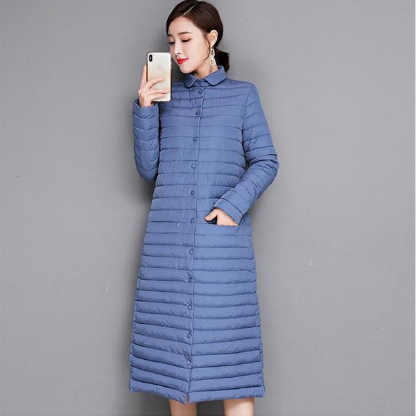 

2021 new autumn jacket for women fashion stripe long solid woman parkas unique breasted winter coats 0kps, Black