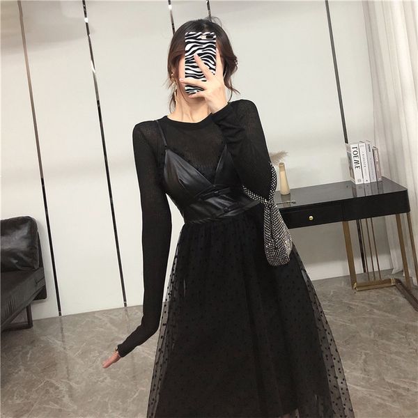 

2 piece defines for women falling hepburn style two suit pieces sheer bottoming upper shirt leather dress matching sets 2912 mprv, Gray