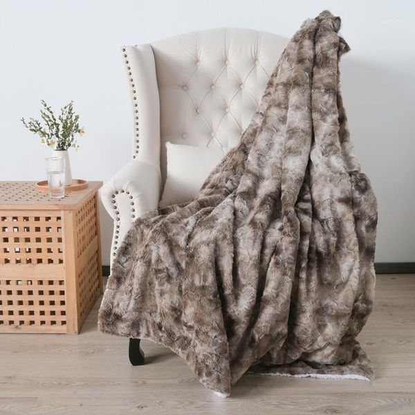 

blankets winter office sofa blanket double layer fur and throws1