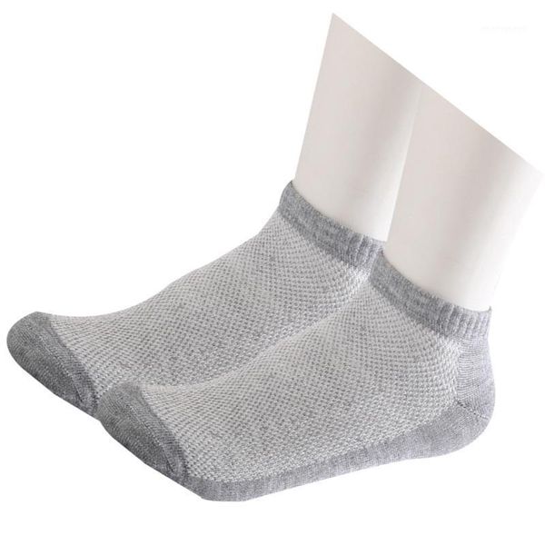 

5 pairs men's solid mesh breathable socks short ankle socks male boat, Black