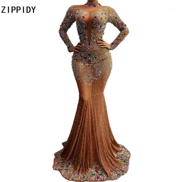 

multi-color flashing rhinestones transparent long dress women birthday celebrate mermaid dress prom dance outfit1, Black;red