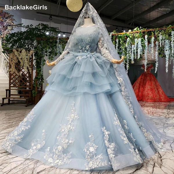 

light blue ball gown 2020 quinceanera dress long sleeve ball gown sweet 16 dress appliques evening dresses prom dresses vestidos1, White;black