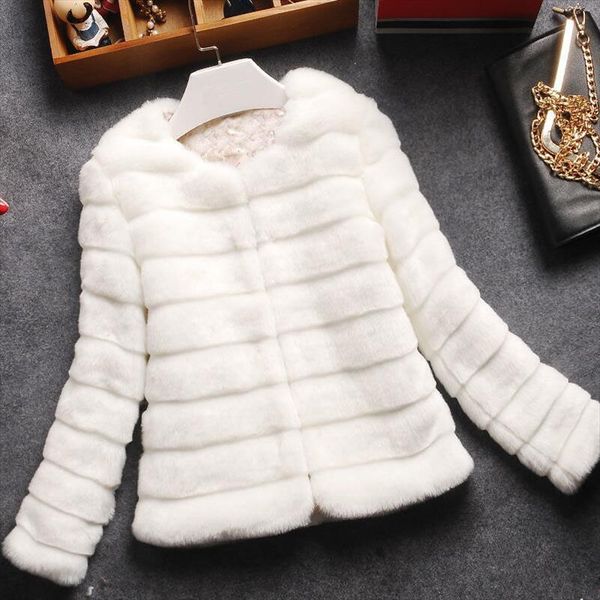 

womens fur coat female new winter faux fur coat artificial jackets for women rabbit hair leather grass plus size women, Black