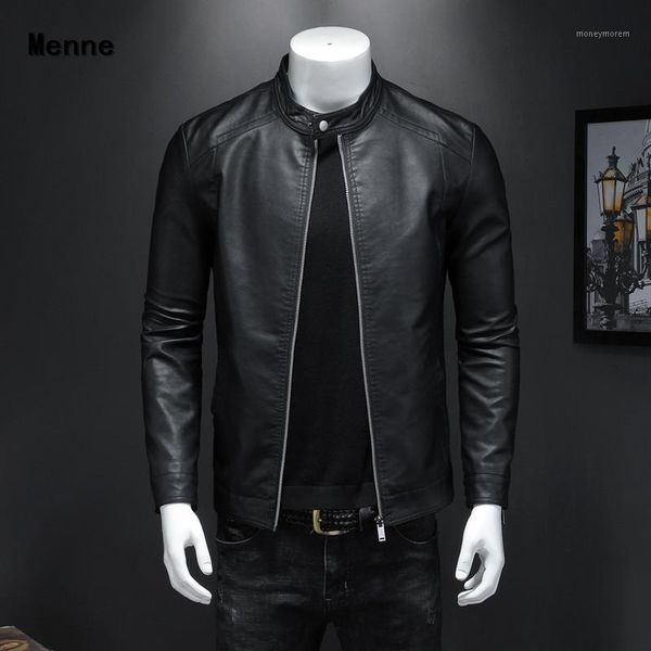 

men's fur & faux 2021 men's jacket\ winter leather /locomotive/collar1, Black