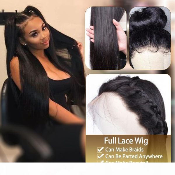 

30 inch long straight glueless full lace wig remy hair with baby hair 360 full lace wig human pre plucked, Black;brown