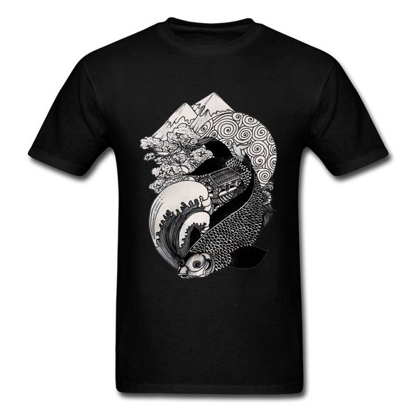 

japan style koi hanako cool black print tees short sleeve casual clothes wholesale sport hooded sweatshirt hoodie t shirt