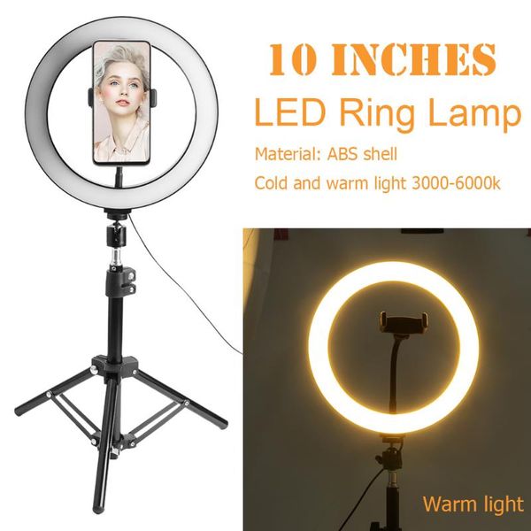 

flash heads 10 inch led selfie ring light set makeup video lamp with tripod phone holder for live youtube fill