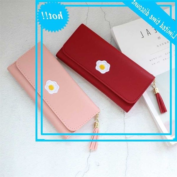 

2020 women cartoon pu leather cakes egg cute portfolios portfolio cardholder lady fashion long currency wallet, Red;black