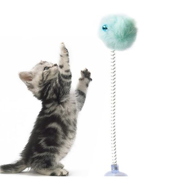 

1pc cat feather spring toy funny pet toys suction cup feather toy with bell for kitten cat pet supplies ca jlllqo