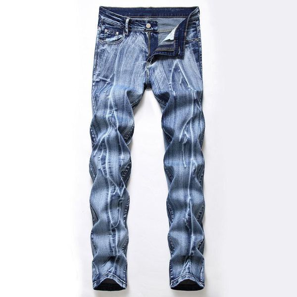 

men's jeans vintage stretch denim slim straight washed pants trousers light blue