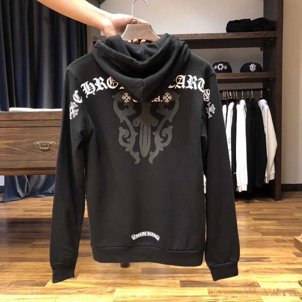 

fashion brand croxinch zipper hooded sweater casual cotton loose coat men's and women's same pair cardigan winter, Black