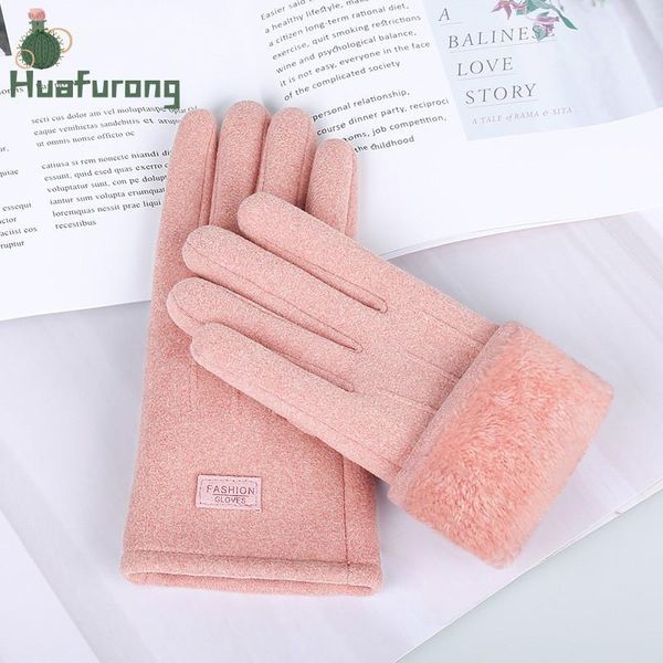 

five fingers gloves ladies warm winter plus velvet thick touch screen riding comfortable fashion self-heating spot wholesale, Blue;gray