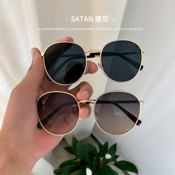 

korean fashion circle frame brown women's small face harajuku sunglasses street shooting ins glasses men, White;black