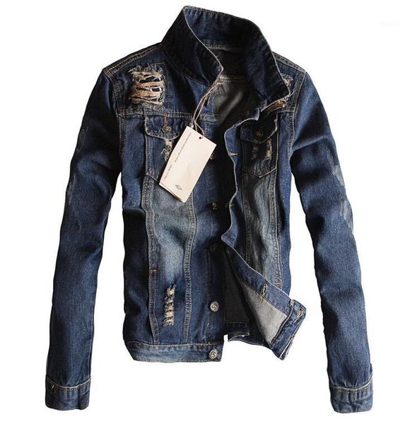 

s-5xl new men's clothing spring fashion slim hole denim jacket korean motorcycle outerwear pus size male stage costumes1, Black;brown