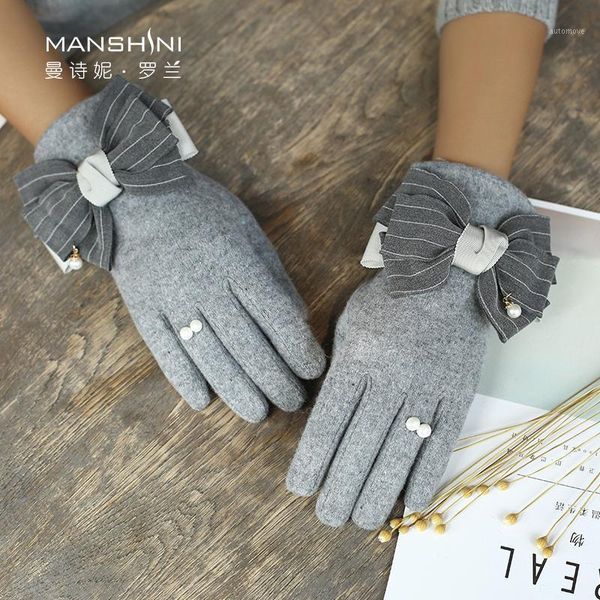 

wool cashmere gloves winter thin plus velvet thickening gloves winter touch screen lovely women' telefingers 08201, Blue;gray