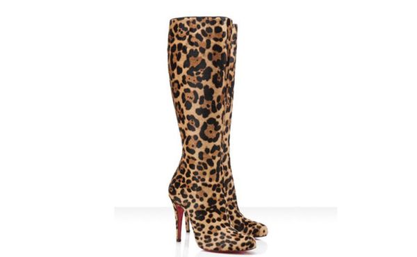 

winter brand womens ankle boots fashion ladies red bottom high heels shoes pumps leopard pointed toes leopard pointed toes, Black