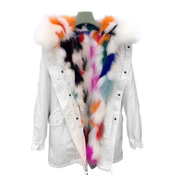 

luxury fur parka winter women fur coat warm parkas real multi lining hoody lf20081, Black