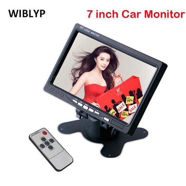 

7 inch tft lcd car monitor display 12v hd 800×480 screen universal car rear view camera monitor with stand and 2 av input1