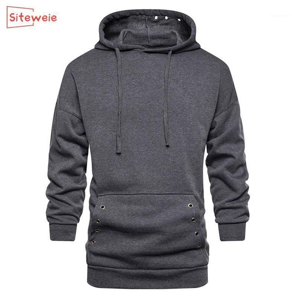 

siteweie fashion sweatshirts harajuku pullovers hoodie men solid tracksuit sports wear oversized long sleeve casual g4691, Black
