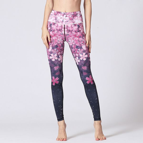

pants floral print gym fitness yoga leggings femme high waist workout sport tights women 201203, Black