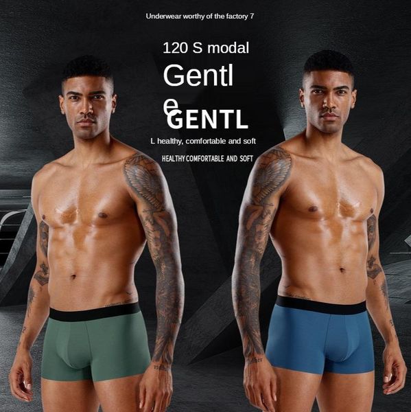 

new tongbiao 120 blue fine modal men's boxer underwear one piece seamless men's underwear, Black;white