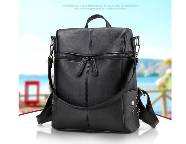 

fashion casual korean style women shoulder bag rucksack leather satchel travel school backpack college bags, Black;red