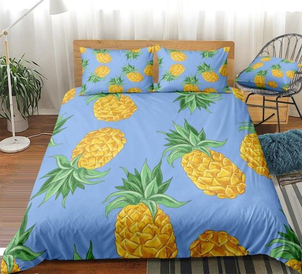 

pineapple duvet cover set fruits bedding set tropical bedclothes pineapple bed linen kids teens home textile microfiber bed1