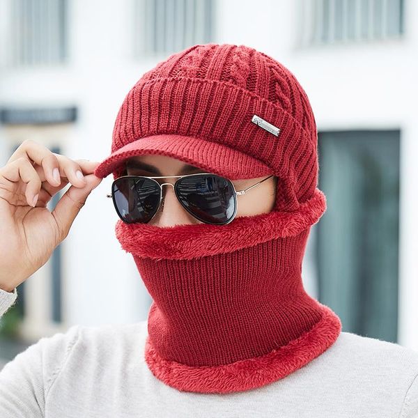 

winter hat scarf skullies beanies for men knitted hat women mask thick balaclava earflap wool bonnet male beanie hats cap bbyied alice_bag, Black;white