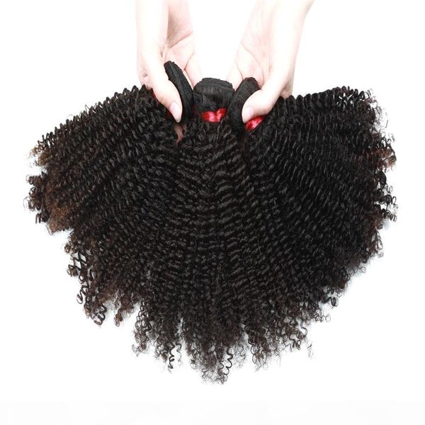 

afro kinky curly hair extensions 3 bundles peruvian indian unprocessed human hair bundles natural color 8-28inch, Black
