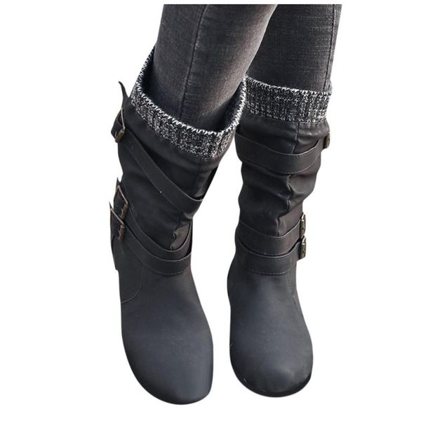 

sagace boots women winter platform warm women boots plus size 35-43 casual shoes booties wedges shoes knight mid boot d10, Black