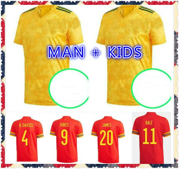 

2020 2021 wales soccer jersey 20 21 bale allen james ben davies wilson camisetas national team home man + kids football shirts thailand, Black;yellow