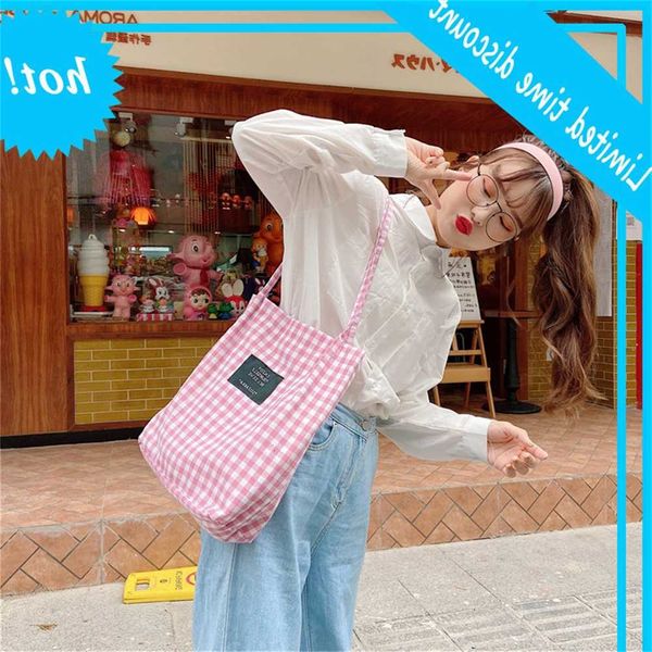 

j12 thin belt plaid canvas single shoulder korean literature and art fresh women's cloth student bag