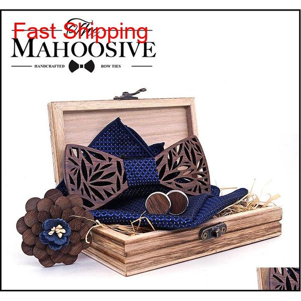 

paisley wooden bow tie handkerchief set men's plaid bowtie wood hollow carved cut out floral design and box f qylmak bdefashion, Blue;white
