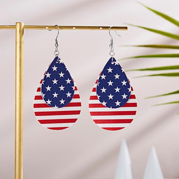 

американский флаг серьги двойной слой листья терристый pu кожаные серьги 2020 мода ювелирные изделия для женщин девушки аксессуары подарок j, Golden