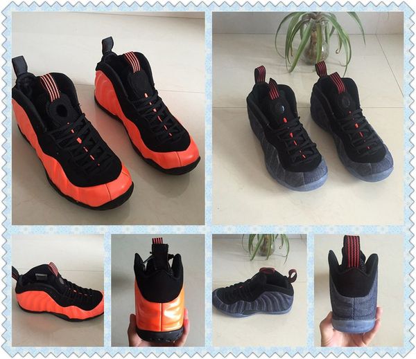 

foam one basketball shoes penny hardaway denim habanero red obsidian/university red-black men chaussures trainers sports sneakers, White;red