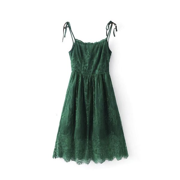 

2021 new classic summer from vintage tie dressed in a line of spaghetti belts thin high rise green type emerald dress designed gczt, Black;gray