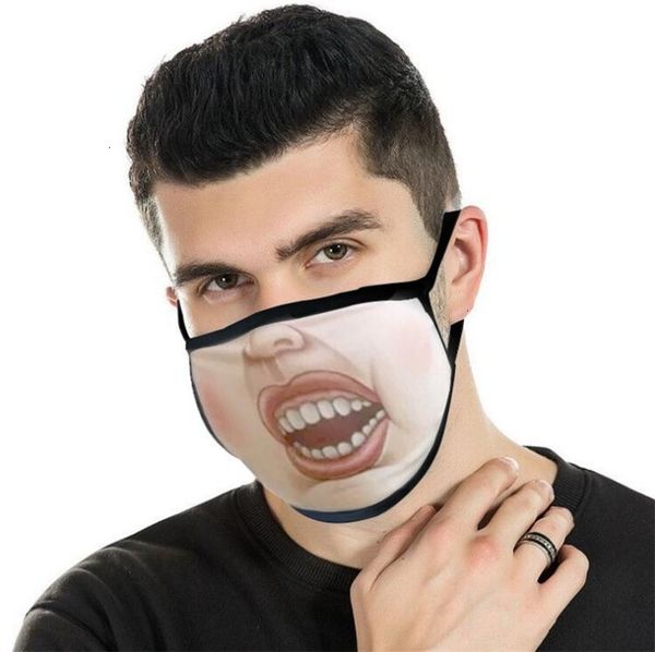 

human fashion styles funny 3d face 12 printing spoof expression dustproof cotton masks washable reusable mask dhe1176
