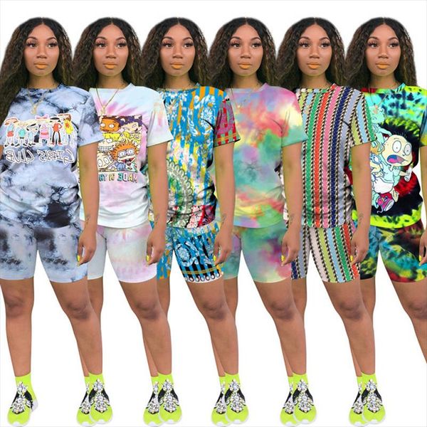 

женская printed сыпучие повседневные брюки спортивный костюм из двух частей набор 6 цветов плюс размер с коротким рукавом top шорты 2 шт кос, Gray