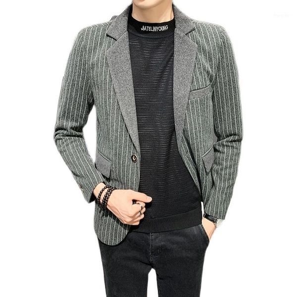 

striped casual suit men's youth self-cultivation small suit formal wear autumn single jacket jacket male trend ruffian handsome1, White;black