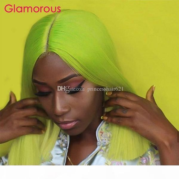 

pre plucked short bob human hair wigs for black women green straight lace front wig with baby hair ing, Black;brown