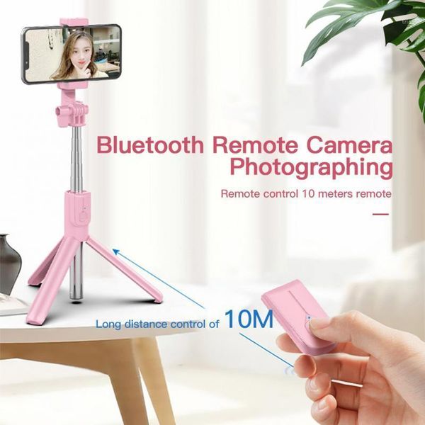 

selfie monopods 3 in 1 bluetooth stick mobile phone holder control adjustable sticks with fill light for live broadcast1