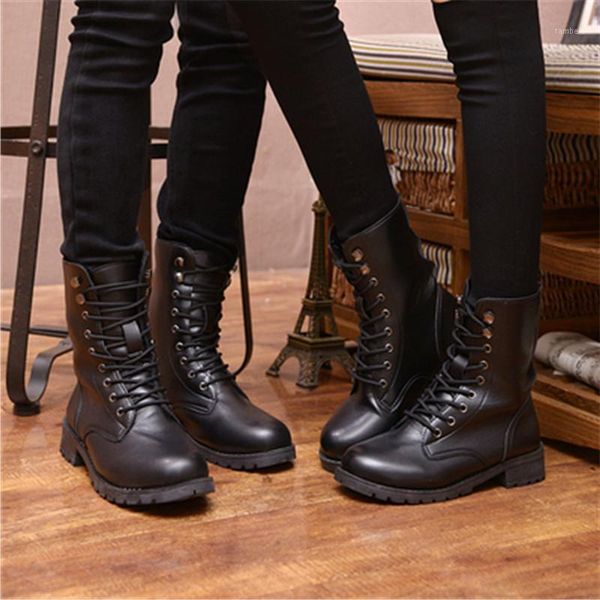 

women pu leather winter retro solid lace-up ankle bota feminina cano curto round toe shoes outdoor female shoes botas mujer 421, Black