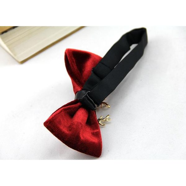 

high end fashion men's gold velvet bowtie christmas metal elk head wedding luxury bow ties trendy collar jewelry gifts qylaws, Black;gray