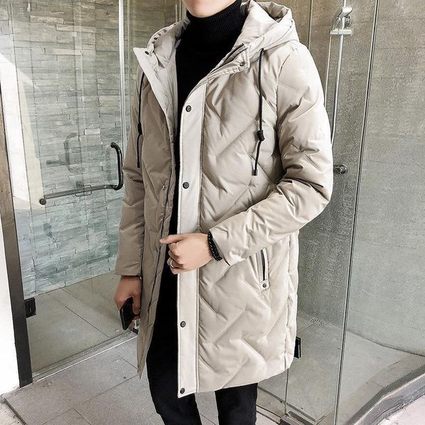 

new winter down jacket men's zipper and hat casual medium-and-long coat men,dhl ship, Black