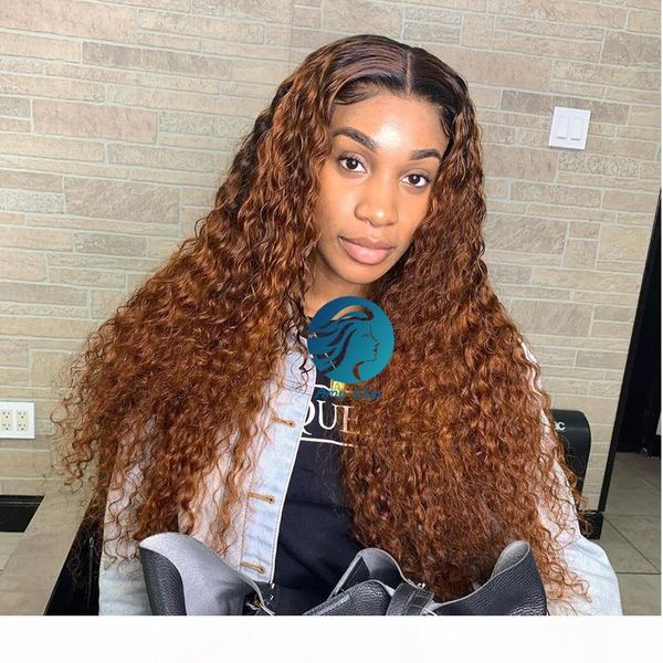 

1b honey blonde ombre curly полный парик человеческих волос парики pre сорвала с ребенком волос бразильское remy фронтальная closure130% для, Black;brown