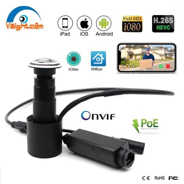 

1080p hd door eye hole ip camera 1.78mm wide angle fisheye lens h.265 security p2p onvif camera poe indoor xmeye icsee1