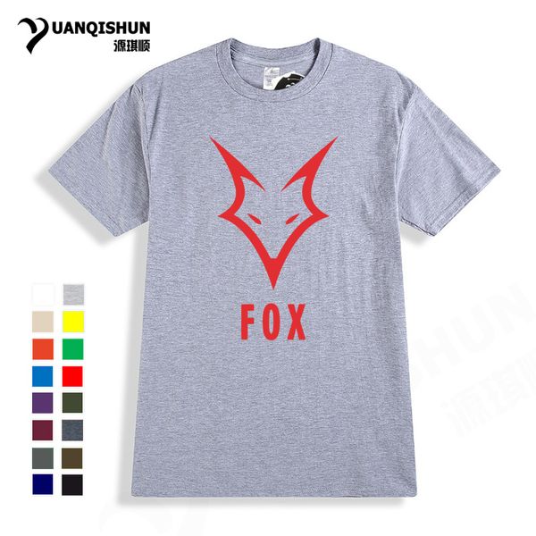 

funny fashion fox logo design mens short sleeve summer casual 16 colors pure tee harajuku sport hooded sweatshirt hoodie men t shirt