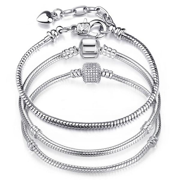 

basic snake chain hidden clasp for charm bracelets beads diy jewelry making fine bracelets for women accessories gift, Golden;silver